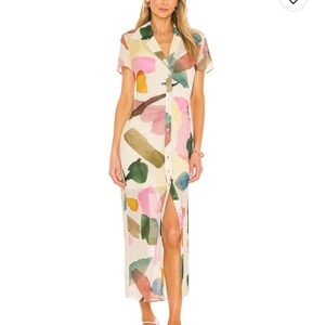 Worn once! Holland midi dress in multicolor watercolor print - Song of Style